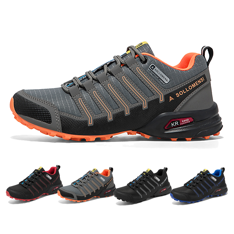 Anti Slip Trail Running Sneakers - メンズ防水ハイキングシューズアウトドアトレッキングスニーカー滑り止めトレイルランニングトレーナーウェーディングスポーツシューズレースアップハンティングブーツ