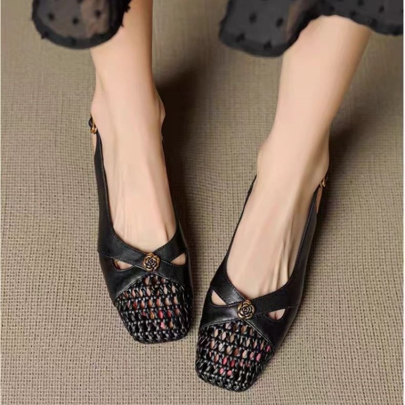 レディース フレンチスタイル クローズドトゥ サンダル、チャ - Heels のレビューと価格