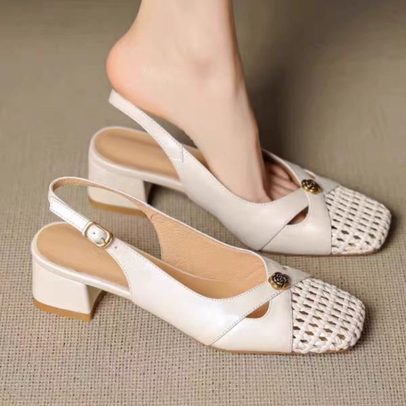 レディース フレンチスタイル クローズドトゥ サンダル、チャ - Heels のレビューと価格