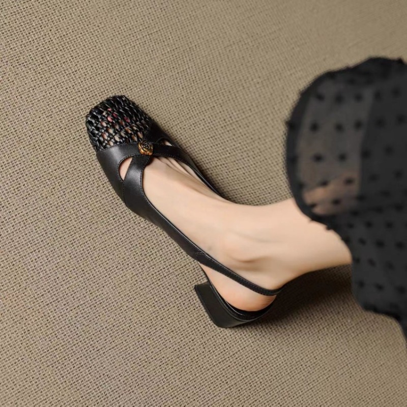 レディース フレンチスタイル クローズドトゥ サンダル、チャ - Heels のレビューと価格