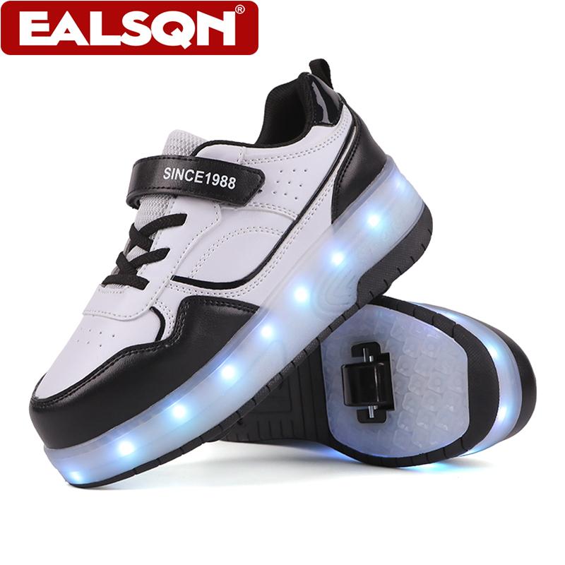 新しい子供用LEDライトアップローラースケートシューズ、ダブ - Men'S Shoes のレビューと価格
